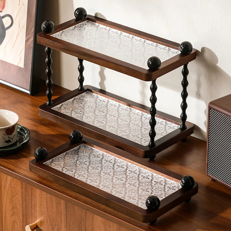 Premium Solid Wood 2-Tier Home Storage Shelf – Modern Double-Layer Display Rack & Countertop Organizer