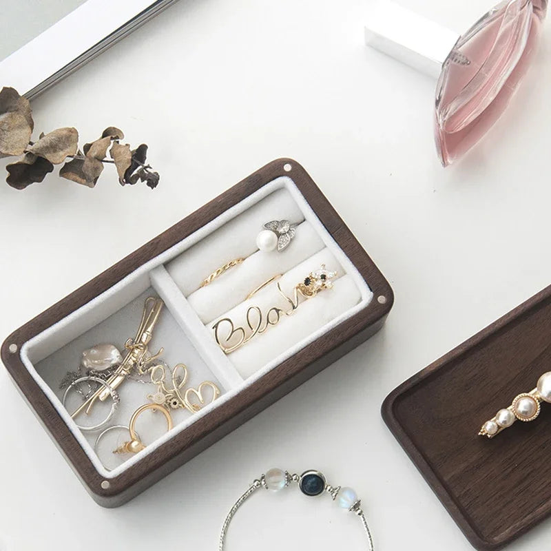 handmade New Wood Jewelry Box Travel Ring Box Earring Rings Box Jewelry Organizer Box Mini Jewelry Gift Packaging Box Necklace Package