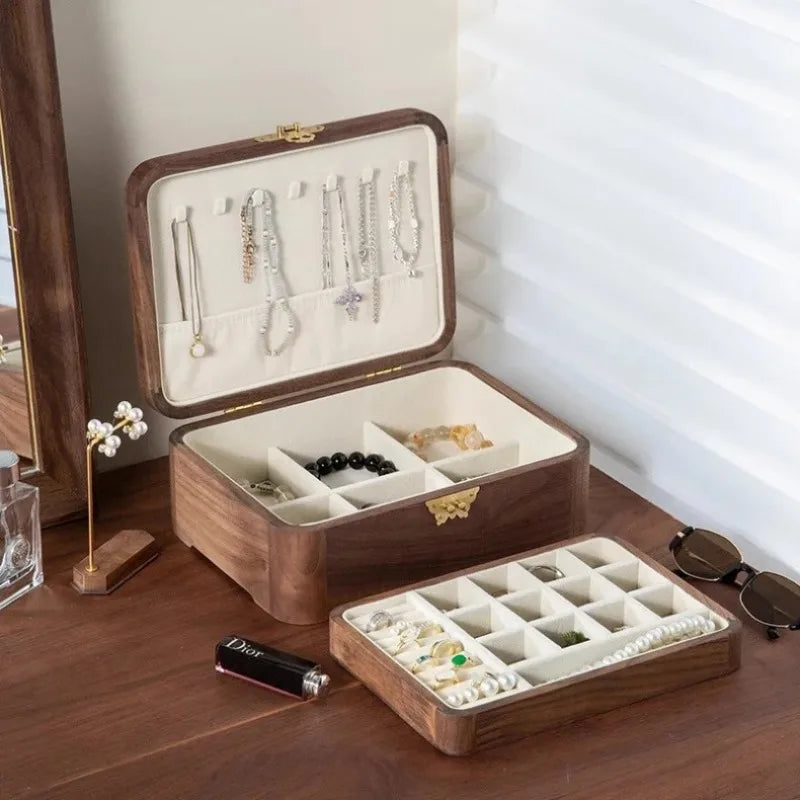 HANDMADE LUXURY Wooden Jewelry Box Large Storage Jewelry Boxes Women Bracelet Earring Necklace Case Display Organizer Showcase Packaging Rack