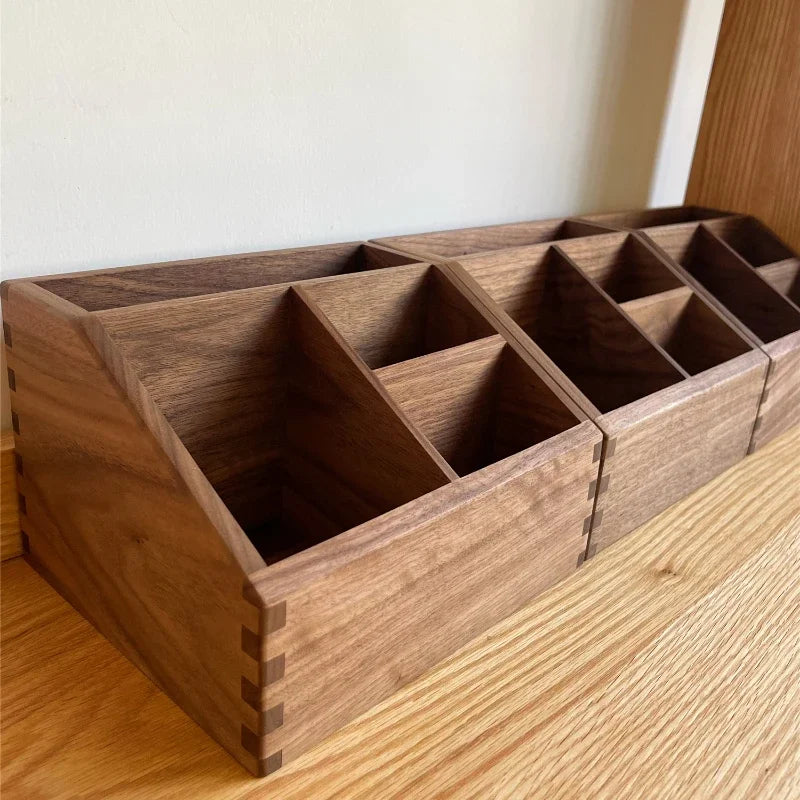 HANDMADE Multifunctional Office Storage Box High-End Solid Wood Desktop Organizer Cosmetic and Desk Accessories Box for Home