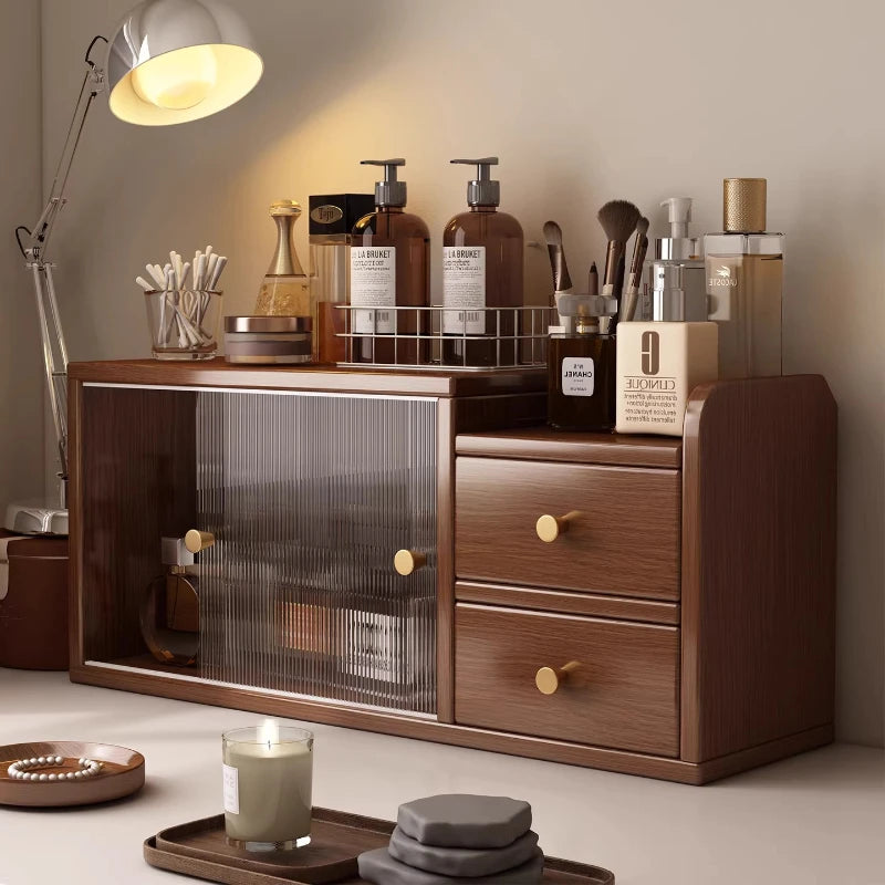 Space-Saving All-in-One Desktop Vanity & Bookshelf with Mirror | 3-Tier Multifunction Storage Organizer