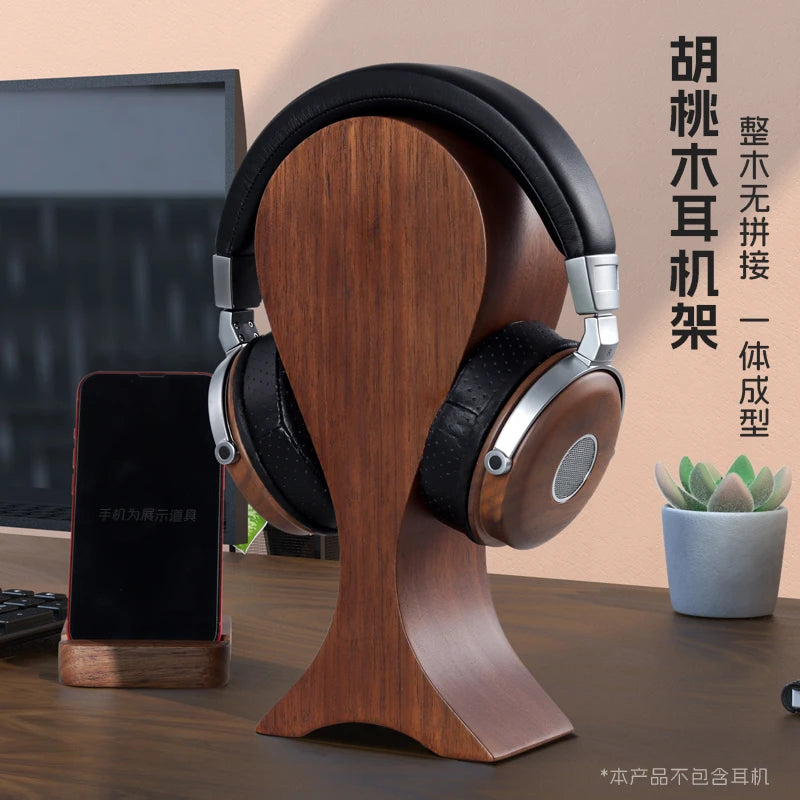 HANDMADE Black Walnut Wood Headphone Stand Pure Soild Wood Custom Creative Headphone Storage Stand Fish Shape Design Wooden Display Stand