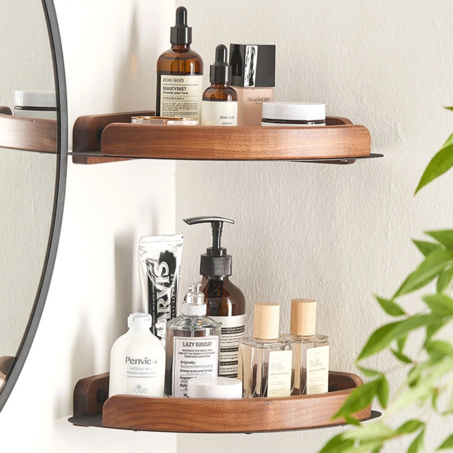 HANDMADE Bathroom storage rack wall mounted, bathroom toilet bathroom storage solid wood non perforated triangular frame wall corner rack