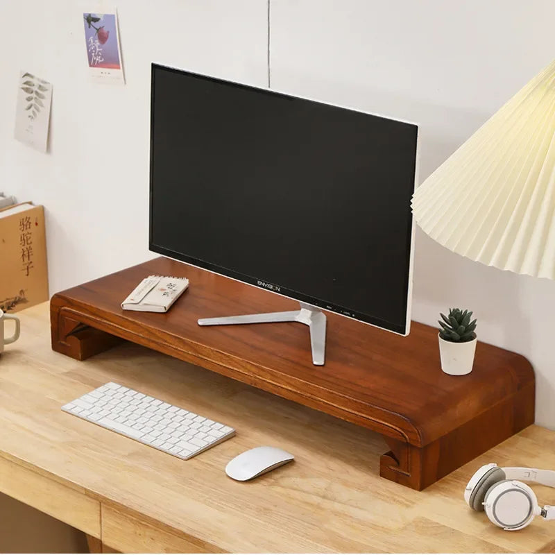 Hndmade Solid Wood Monitor Riser Office Desktop Computer Stand Screen Height Shelf with Storage Tatami Low Table Organizer for Home