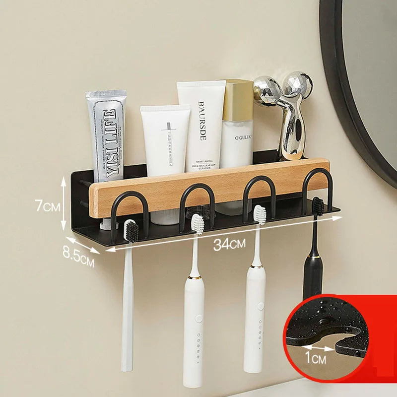 HANDMADE White/Black Bathroom Toothbrush Holder Cup Holder Aluminum Wall Mounted Mouthwash Cup Wash Cup Holder Cosmetics Storage Rack