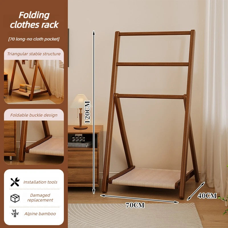 HANDMADE Bedroom Coat Racks Bamboo Storage Clothing Rack Simple Entrance Hall Wooden Storage Coat Shelf Foldable Clothes Drying Shelf
