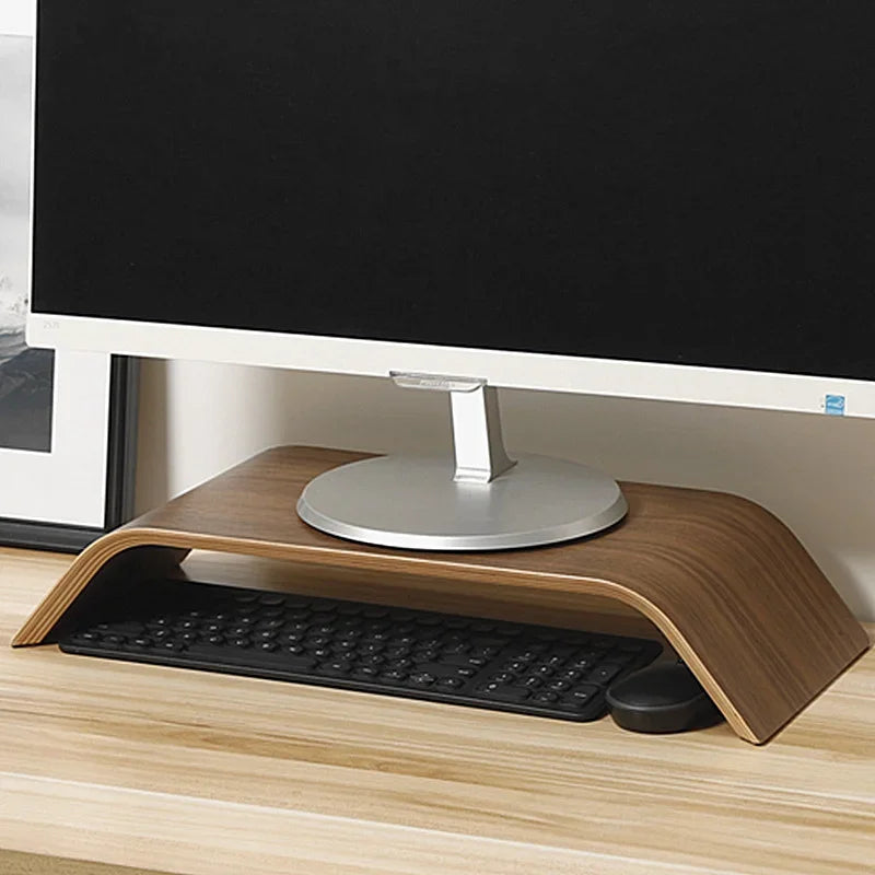 handmade Walnut Desktop Computer Stand Vertical Monitor Display Shelf Height Adjustable Computer Base Desktop Storage Frame for Office