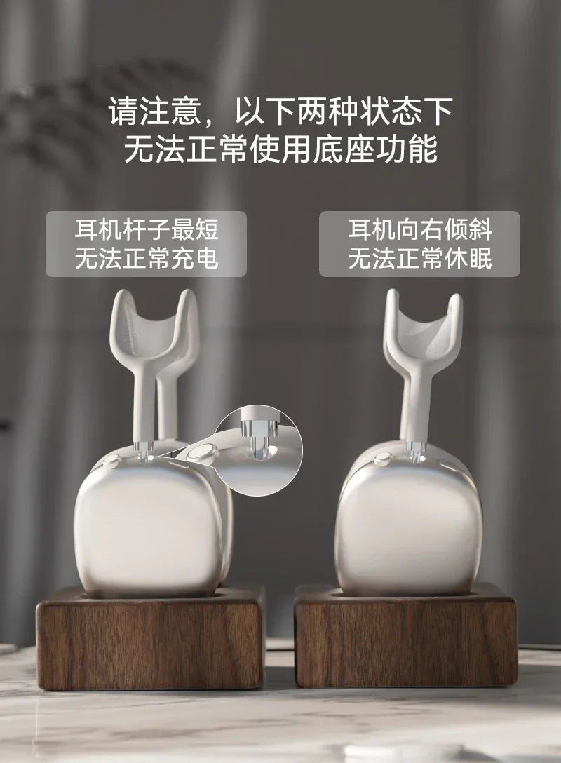 HANDMADE MARGNET  WOOD for  1/2Headphone Base Walnut Wood Bracket Magnetic Wireless Charging Sleep Compartment Marble Headset Stand Accessory