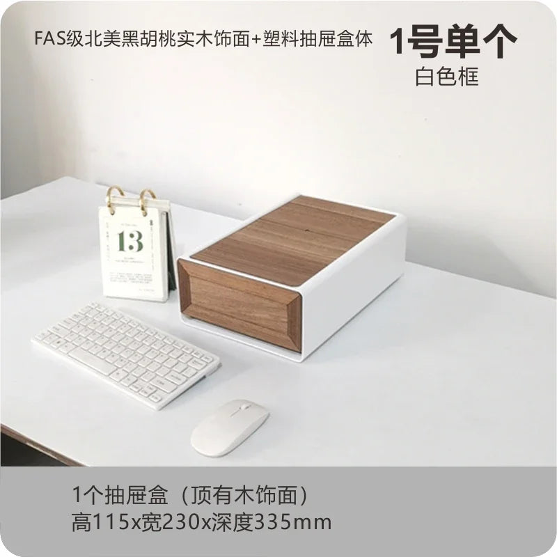 handmade Black Walnut Solid Wood Veneer Storage Box Multi-functional Household Underwear Storage Drawer Can Be Stacked Office Organizer