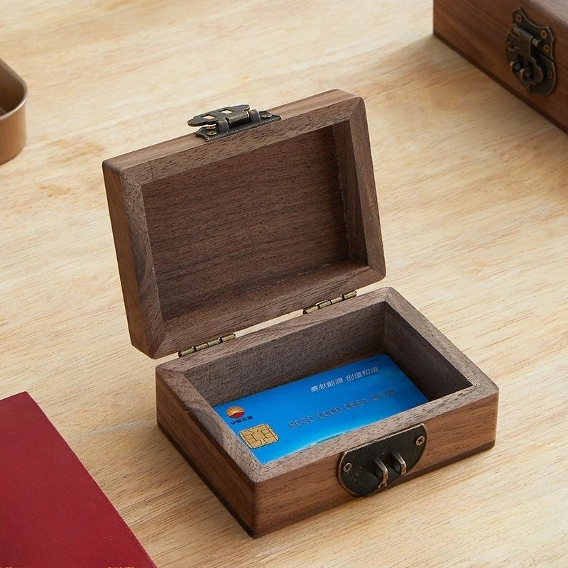 BALCK WALNUT HADNMADE Solid Wood Jewelry Box Luxury Retro Storage Boxes Earring Necklace Ring Display Case Jewellery Accessories Organizer Supplies