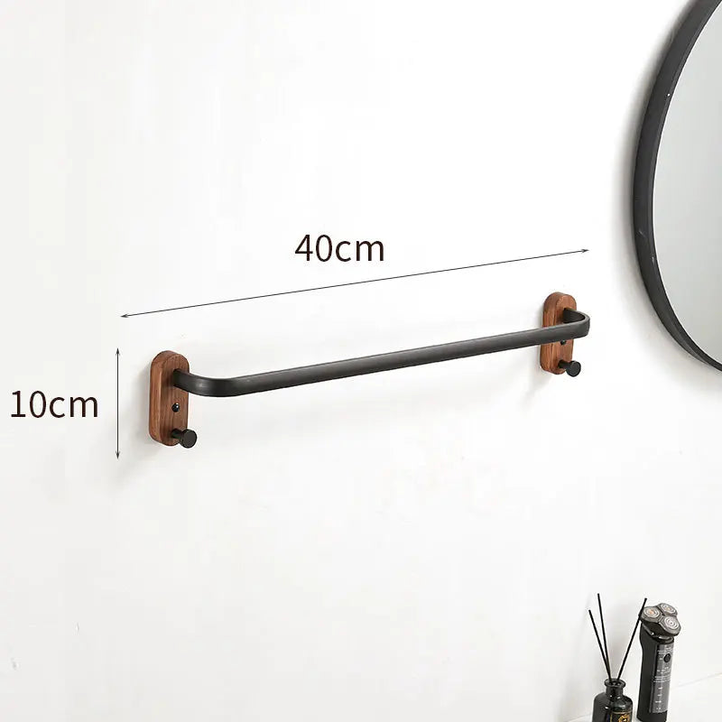 HANDMADE 40cm-60cm Wood Bathroom Towel Rack Black/White Aluminum Towel Holder Wall Hanging Multi Pole Triple Towel Bar With Hook