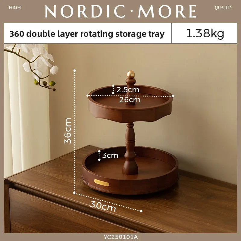 handmade Rotating Makeup Organizer Premium Wooden Cosmetic Storage Box 360° Spinning Jewelry Display Case Skincare & Perfume Organizer