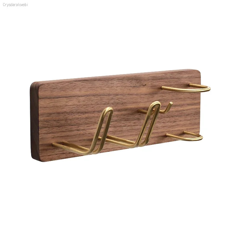 HANDMADE Solid Wood Hair Dryer Holder Wall Mounted Multi-Function Bathroom Rack Shaver Holder Toothbrush Rack Toothpaste Holder Plug Rack