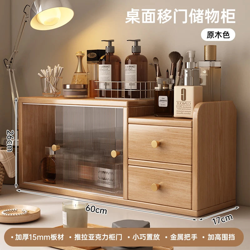 Space-Saving All-in-One Desktop Vanity & Bookshelf with Mirror | 3-Tier Multifunction Storage Organizer