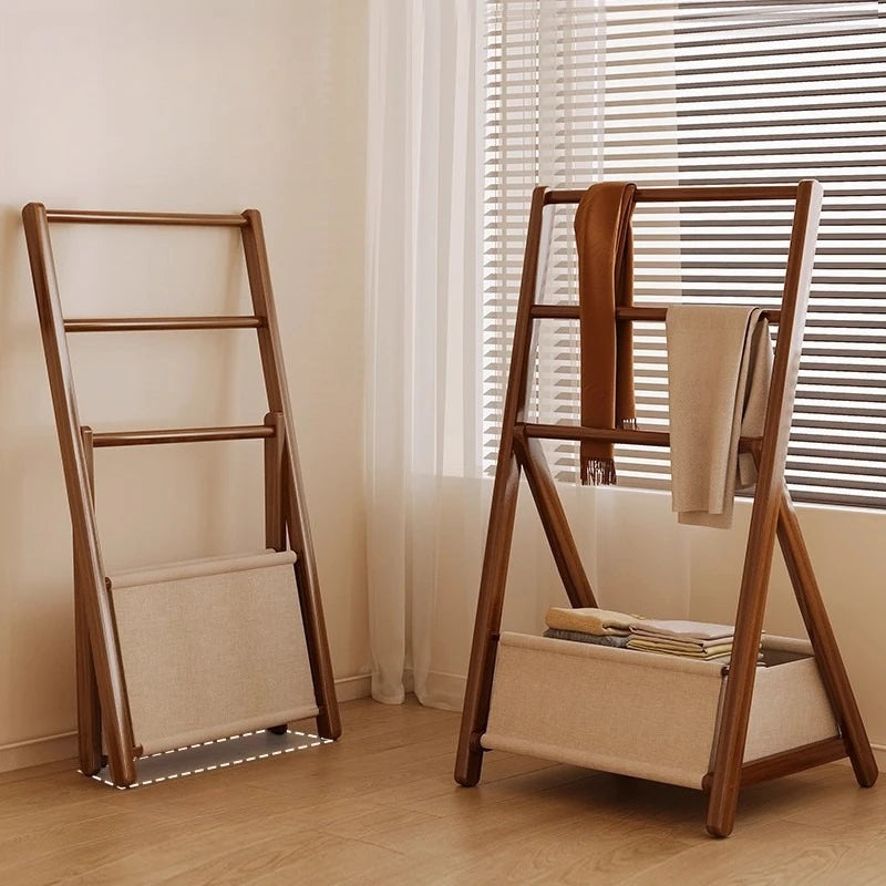 HANDMADE Bedroom Coat Racks Bamboo Storage Clothing Rack Simple Entrance Hall Wooden Storage Coat Shelf Foldable Clothes Drying Shelf