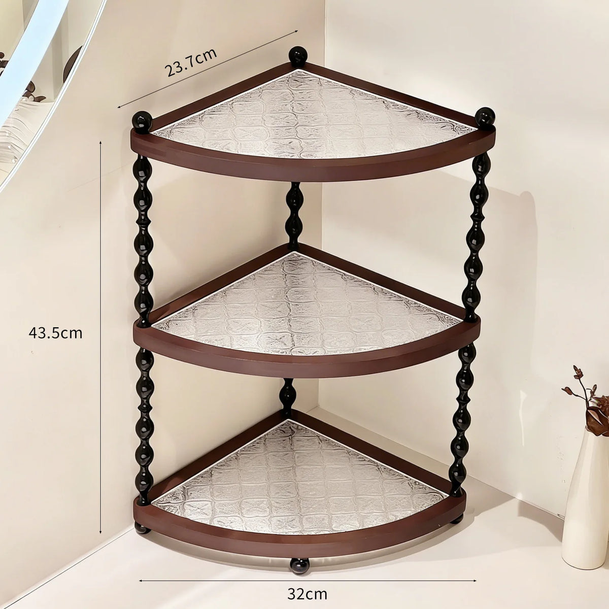 Stylish Wooden Desktop Organizer Shelf – Three-Layer Home Decor Storage Stand for Bedroom, Foyer & Bathroom