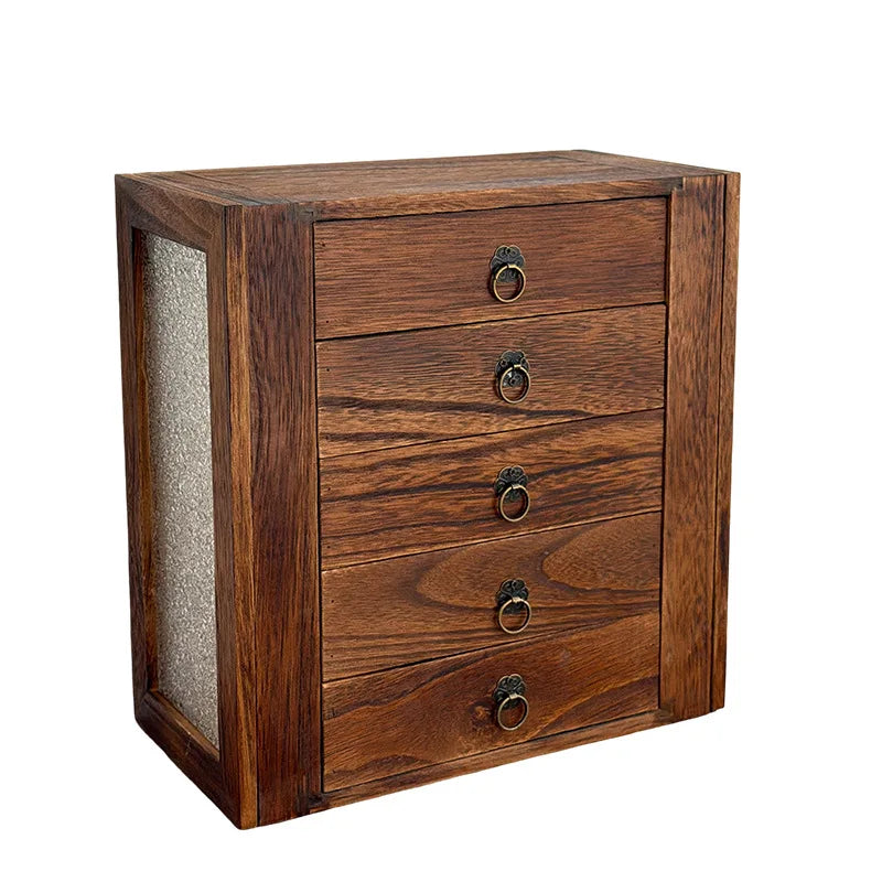 HANDMADE Retro solid wood multi-layer jewelry storage box with drawers, jewelry classification box, dressing table ornaments