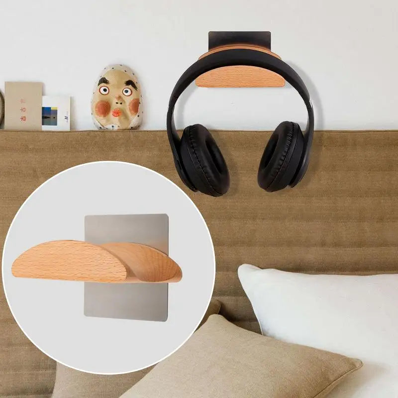 HANDMADE Universal Headphone Wall Mount Simple Hook Wood Headset Hanger Stand Headphone Holder Display Headphone Hanger