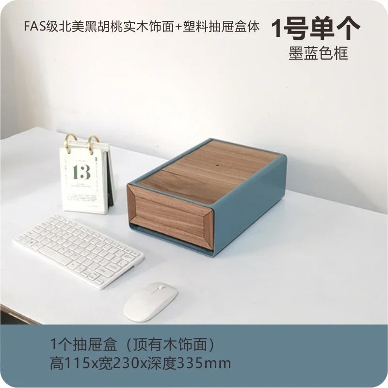handmade Black Walnut Solid Wood Veneer Storage Box Multi-functional Household Underwear Storage Drawer Can Be Stacked Office Organizer