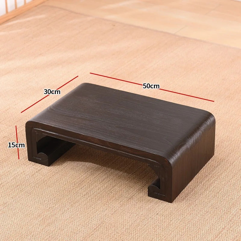 Hndmade Solid Wood Monitor Riser Office Desktop Computer Stand Screen Height Shelf with Storage Tatami Low Table Organizer for Home