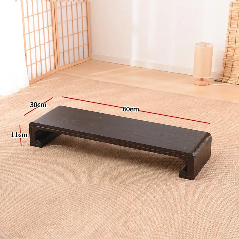 Hndmade Solid Wood Monitor Riser Office Desktop Computer Stand Screen Height Shelf with Storage Tatami Low Table Organizer for Home