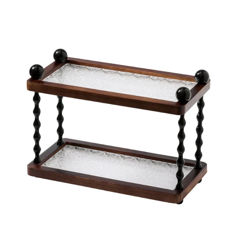 Premium Solid Wood 2-Tier Home Storage Shelf – Modern Double-Layer Display Rack & Countertop Organizer