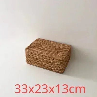 handmade Hand-Woven Rattan Laundry Basket with Cover Large Clothing Sundry Books Primary Color Storage Basket Home Supplies