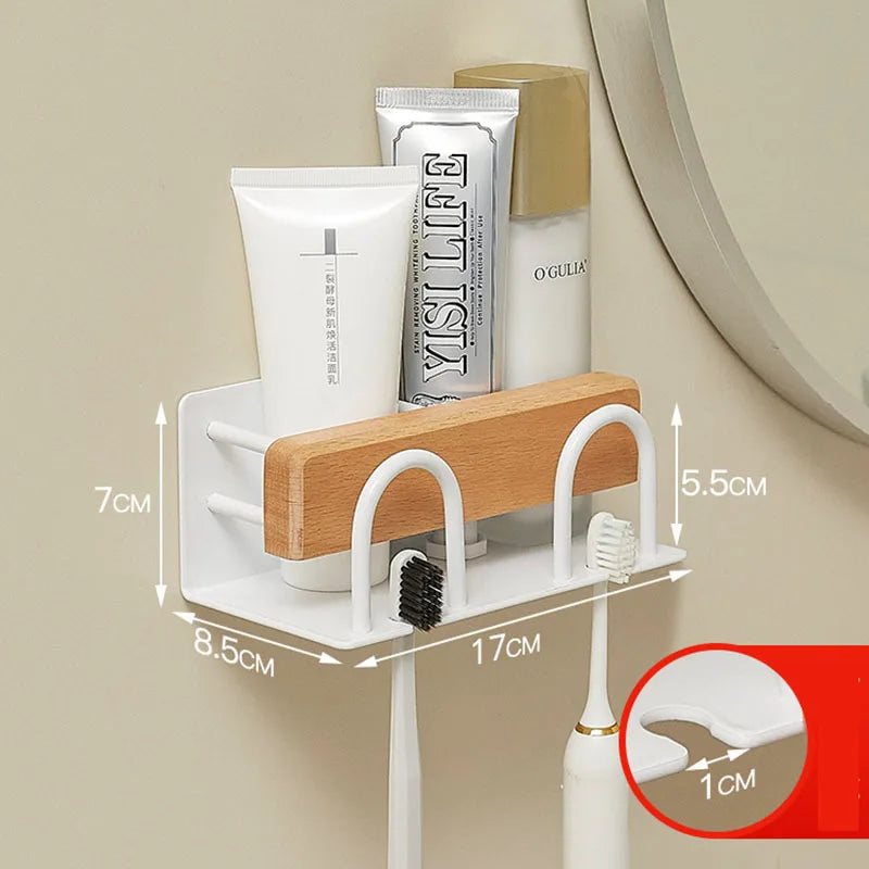 HANDMADE White/Black Bathroom Toothbrush Holder Cup Holder Aluminum Wall Mounted Mouthwash Cup Wash Cup Holder Cosmetics Storage Rack