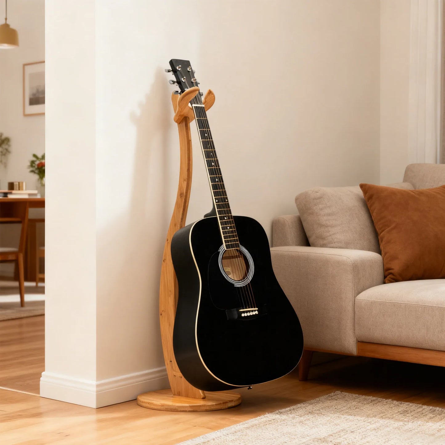 HANDMADE Bamboo Guitar Stand for Acoustic Electric Classical Guitar Ukulele and Banjos Non Slip Bottom Pad Stable Holder