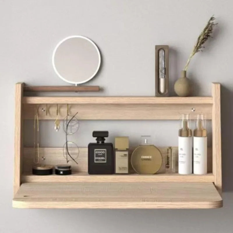 WOOD PINE HANDMADE WALL STORAGE Suspended Vanity Table Wooden Folding Dressing Tables Modern Makeup Desk Multipurpose Simple Dressers Desks Bedroom Furniture