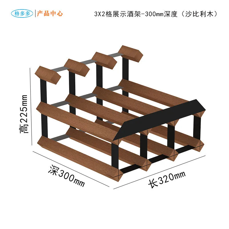 HANDMADE Wooden Wine Rack Display, Creative Slanted Bottle Holder for 6-8 Wines, Solid Wood Storage Stand for Home Bar, Dining Room Decor