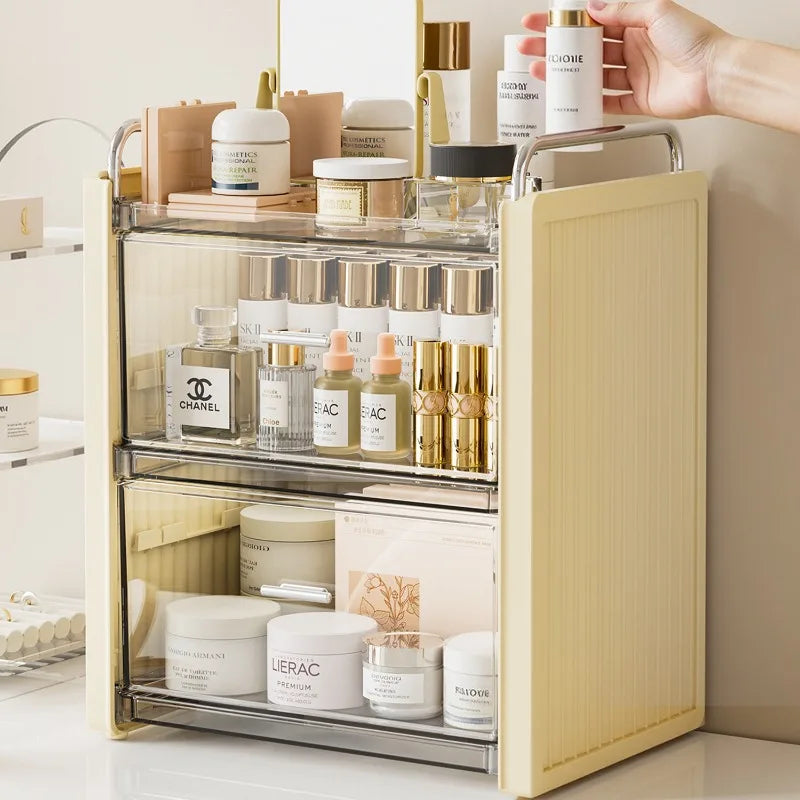 HANDMADE Luxury Acrylic Vanity Organizer for Makeup/Perfume/Jewelry Bathroom Large Capacity Dustproof Drawer System with Cosmetic Box