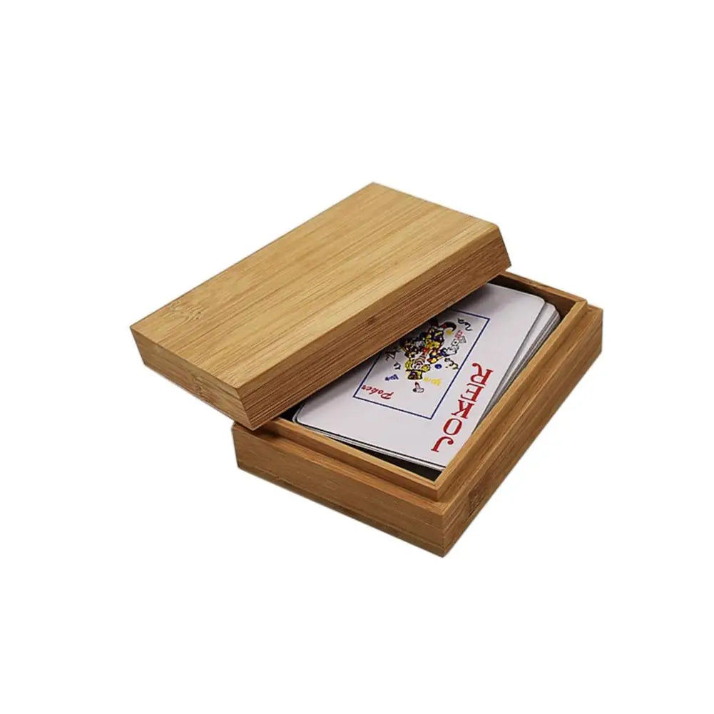 HANDMDE Bamboo Cards Storage Box Desktop Wooden Poker Playing Card Box Case for Tarots Playing Games Table Board Deck GamHANDMADE e
