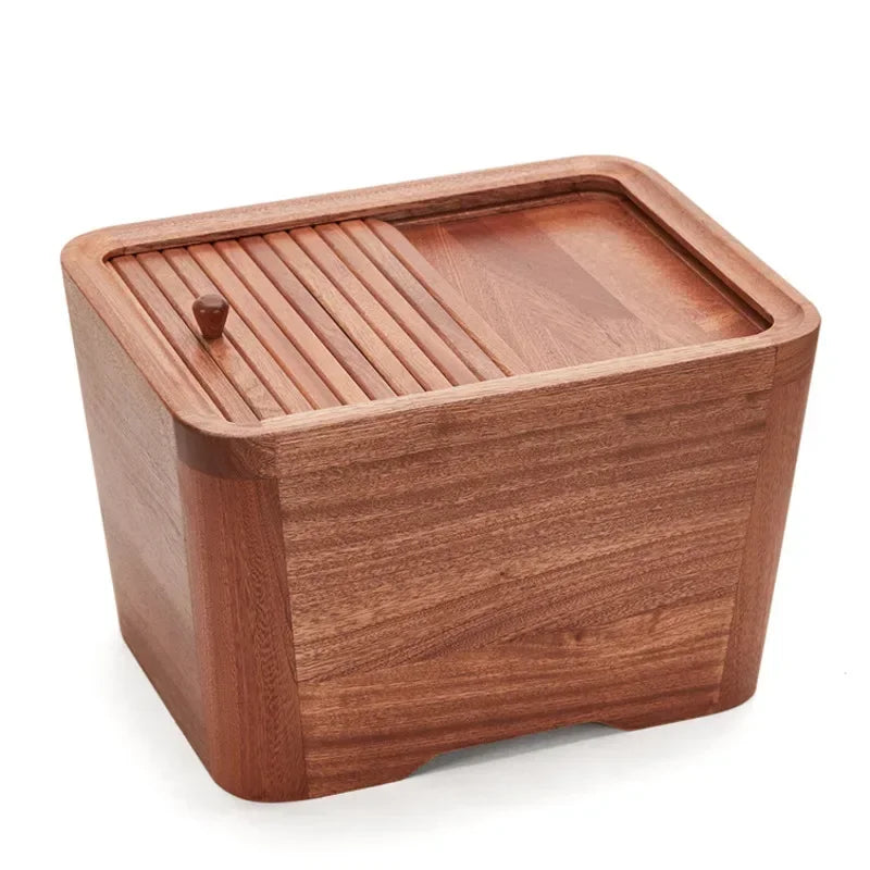 handmade wood 10kg Insect-Proof Rice Storage Container with Cover Moisture-Proof Seal Box for Kitchen Food Organization