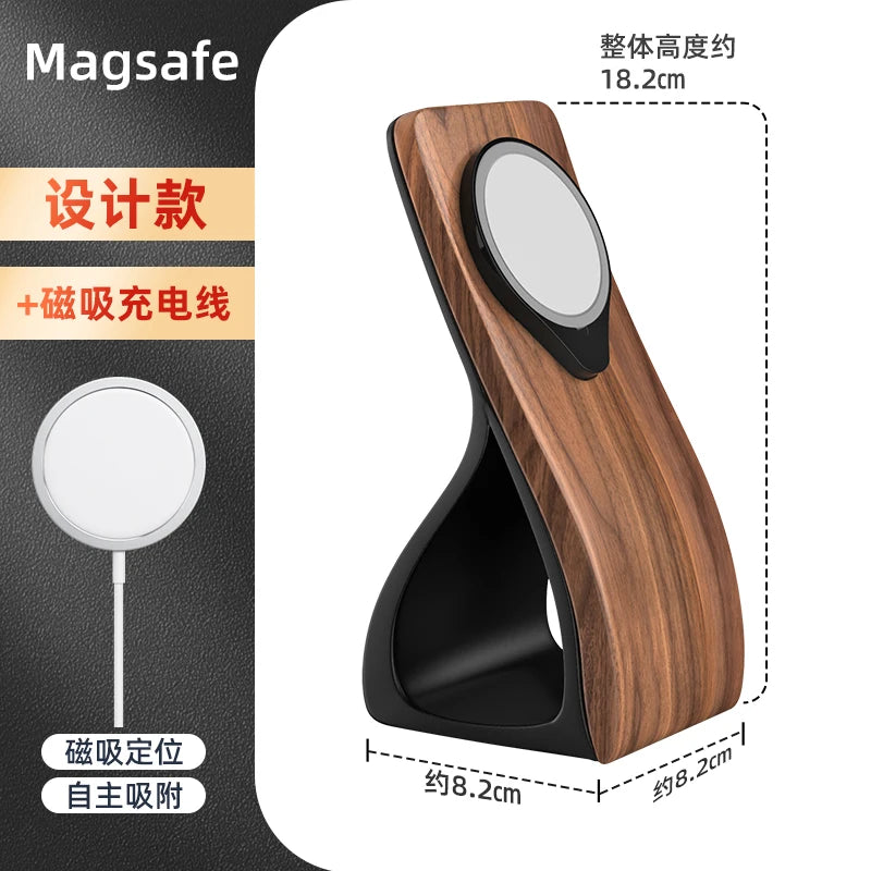 WOODEN HANDMADE Msgsafe HOLDER  Mobile Phone Stand Custom Design Wooden Magnetic Charger Bracket Desktop Creative Lazy Wireless Charging Phone Holder