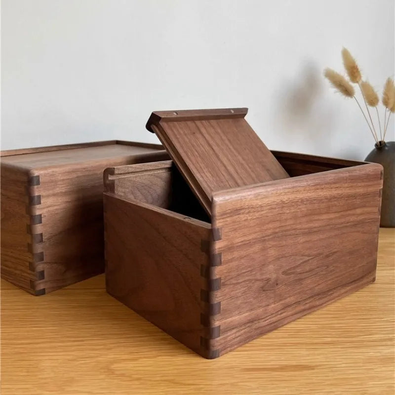 HANDMADE Pull-Out Storage Box North American Walnut Desktop Organizer Precision Crafted Wooden Drawer with Lid Elegant Sundry Organizer