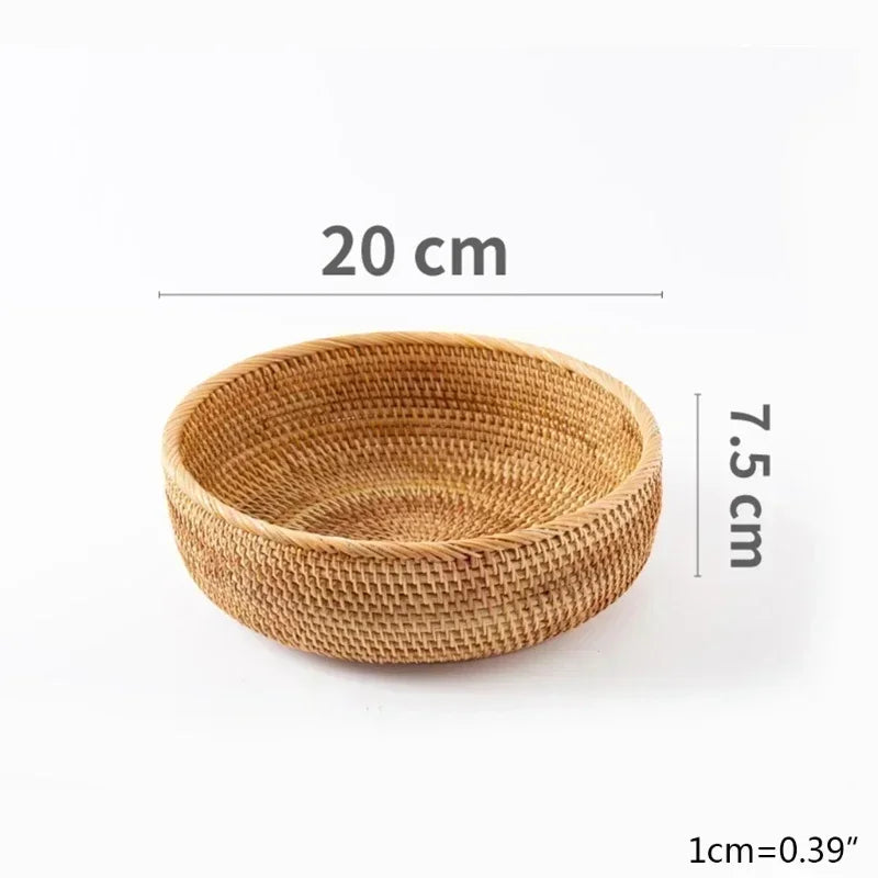 handmade Handwoven Rectangular Rattan Wicker Basket Fruit Tea Snack Bread Picnic Cosmetic Storage Box Kitchen Supplies Household Tools
