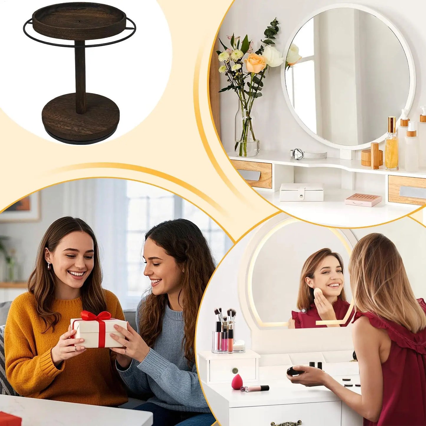 HANDMADE Sunglass Organizer 360 Degree Rotating Sunglasses Stand With Tray And Base Wooden Eyeglass Display Rack For Bedroom Desk Bedside