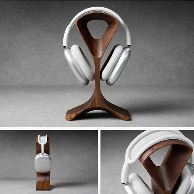 handmade Walnut Earphone Rack Custom Hanging Stand black Personalizae Display Stand Creative  Wooden Earphone Display Stand Storage Rack
