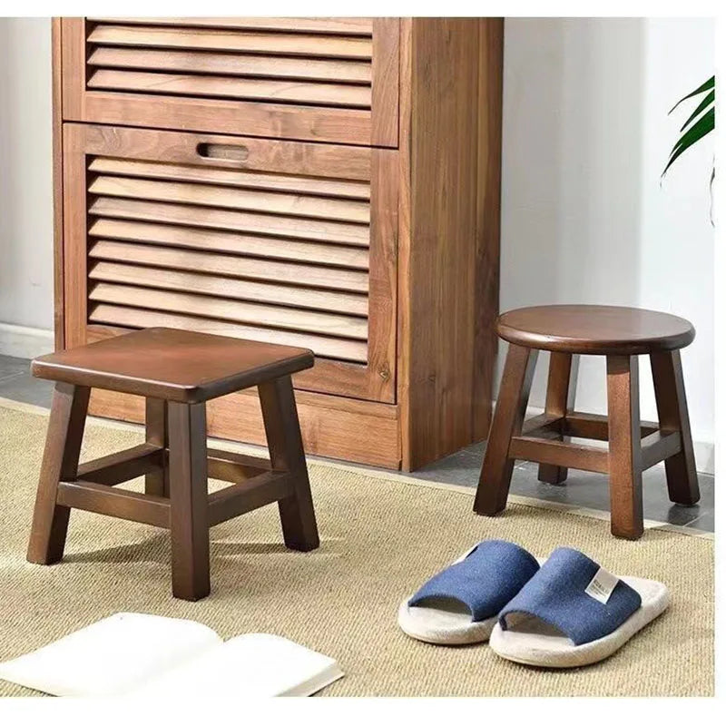 HANDMADE Walnut Colored Solid Wood Small Stool Modern Chinese Living Room Shoe Changing Stools Household Footrest Home Furniture 걸상