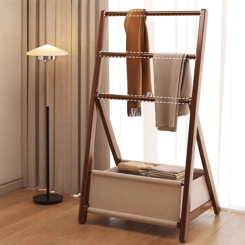 HANDMADE Bedroom Coat Racks Bamboo Storage Clothing Rack Simple Entrance Hall Wooden Storage Coat Shelf Foldable Clothes Drying Shelf