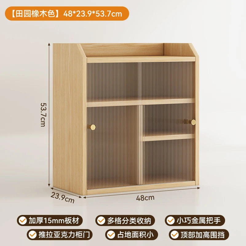 Space-Saving All-in-One Desktop Vanity & Bookshelf with Mirror | 3-Tier Multifunction Storage Organizer