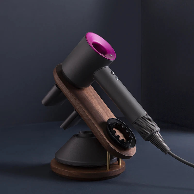 handmade Black Walnut Wood Hair Dryer Stand Nordic Standing Bathroom Organizer Magnetic Storage Rack Hair Dryers Rack Suitable for Dyson