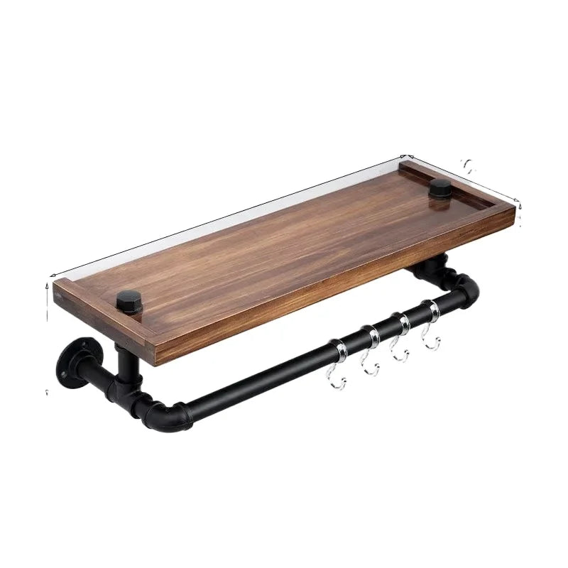 HANDMADE Solid Wood Home Storage Rack Entryway Key Organizer with Moisture-Proof Shelf And Stainless Steel Rod for Hallway Organization