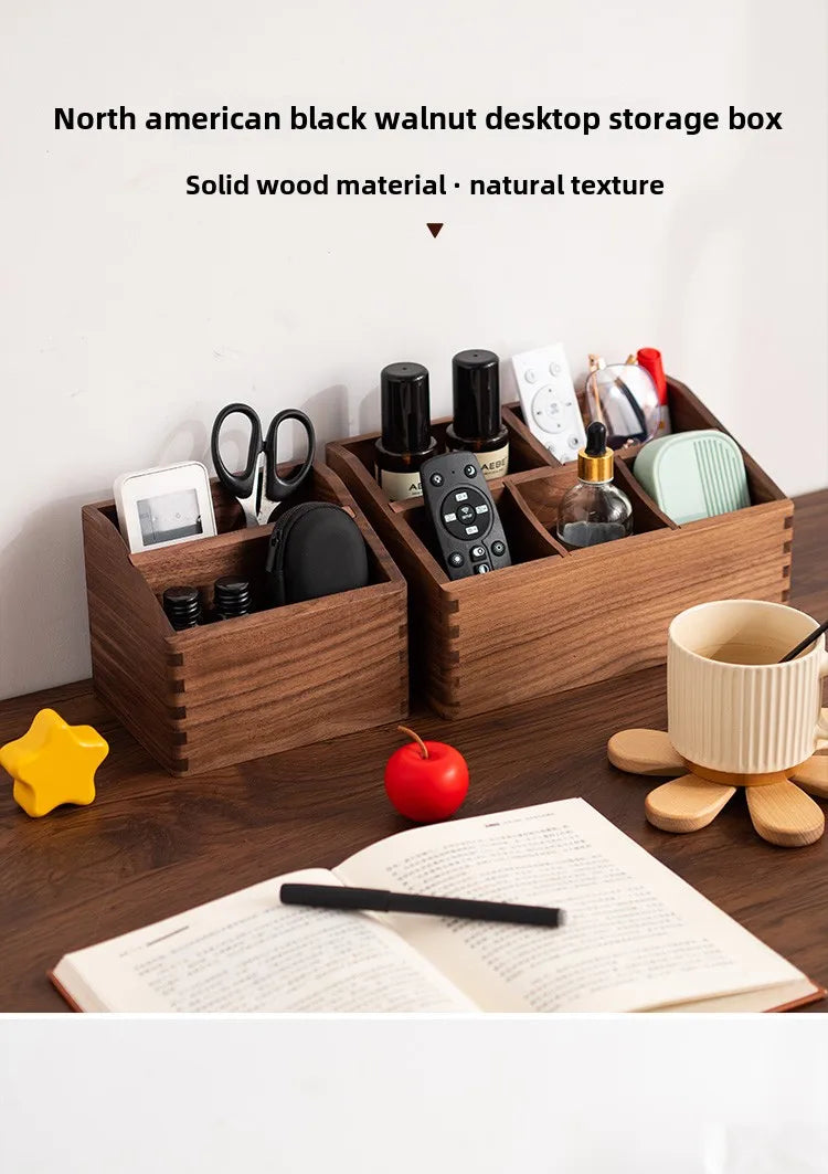HANDMADE Black Walnut Wood tissues box Multifunctional paper extraction box Grid division Organizer box desktop Storage Sundries strong