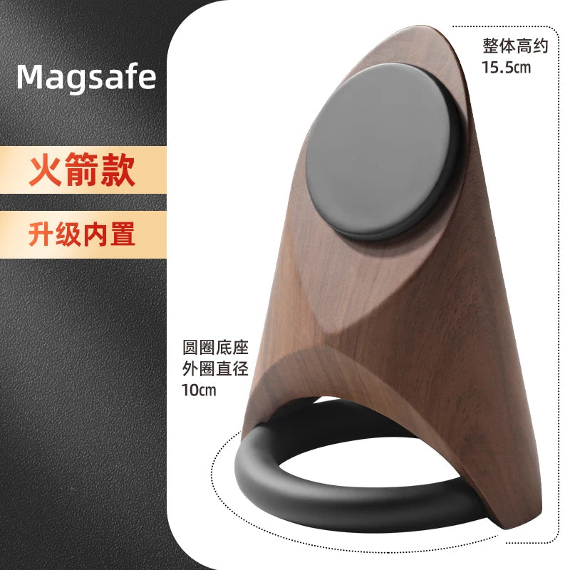 WOODEN HANDMADE Msgsafe HOLDER  Mobile Phone Stand Custom Design Wooden Magnetic Charger Bracket Desktop Creative Lazy Wireless Charging Phone Holder