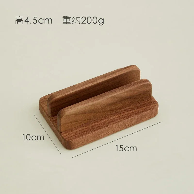 HANDMADE Laptop Vertical Storage Stand Custom Soild Wood Landscape Theme Walnut Wood Base Stand Desktop Decoration Custom Wooden Stand