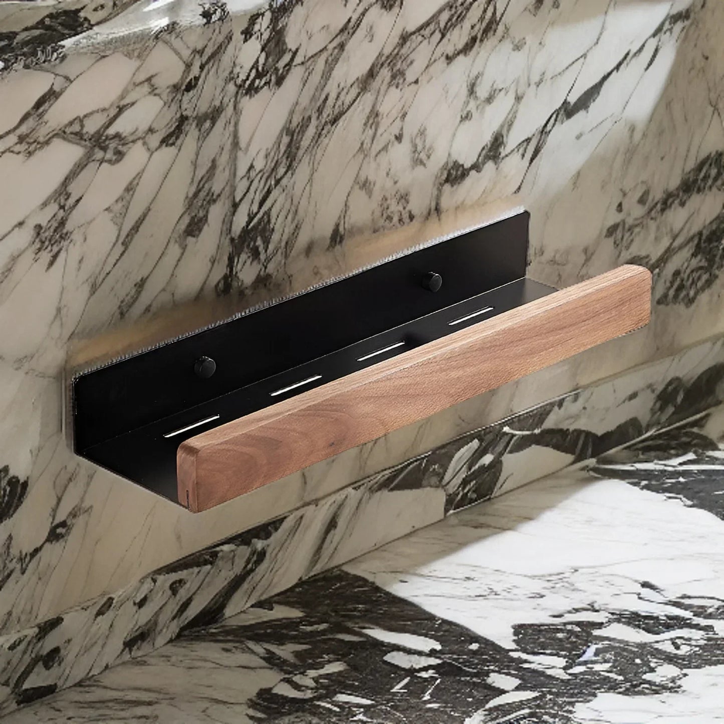HANDMADE Black Walnut Wood Bathroom Storage Shelf Wall Mounted Toilet Non Perforated Bathroom Storage Rack  Bathroom organizer