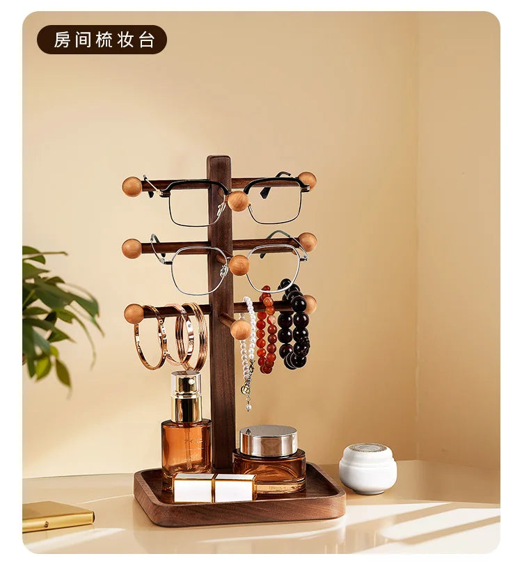 handmade High End Walnut Spectacle Rack Desktop MultiFunctional  Storage Tray MultiLayer Display Shelf Foyer Solid Wood Organize Box