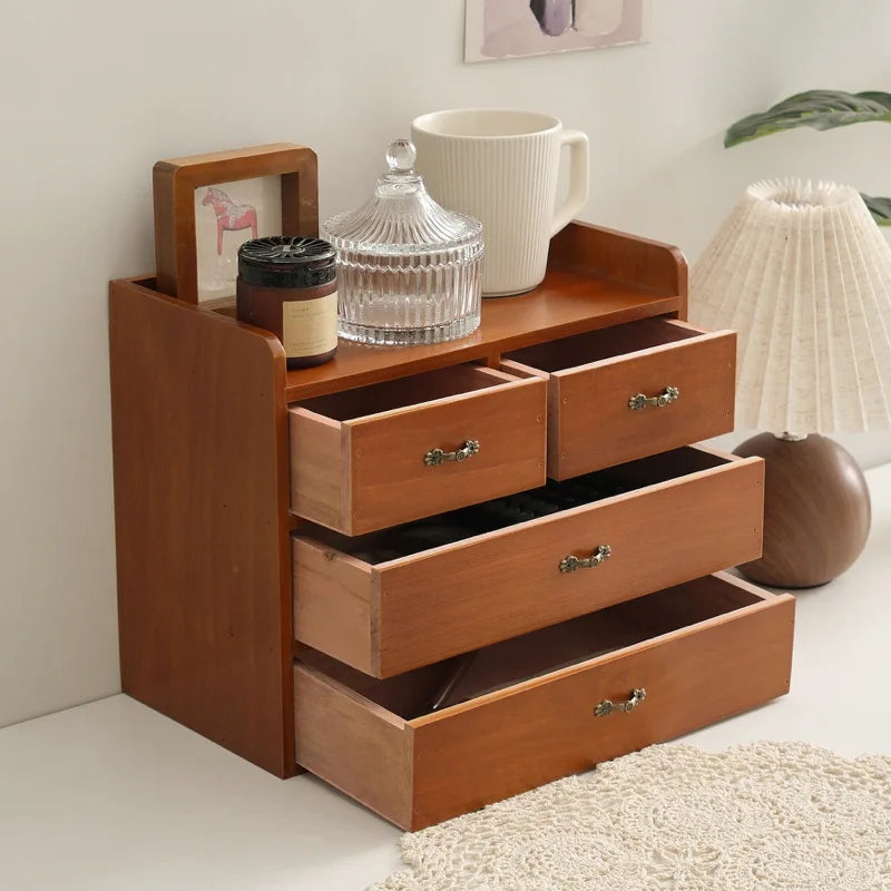 HANDMADE Vintage quality pine desktop storage wood frame drawer partition design kitchen bedroom desktop storage